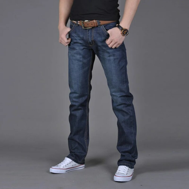 Calça jeans casual solta de hip-hop masculina, versão de perna reta, calça jeans masculina vintage, stretch, moda, nova, 2024