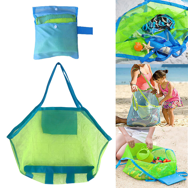 Sac de plage en maille pour enfants, sac de rangement portable pour jouets d'enfants, sac de plage en maille pour voyage natation, grands sacs de rangement d'articles divers de plage