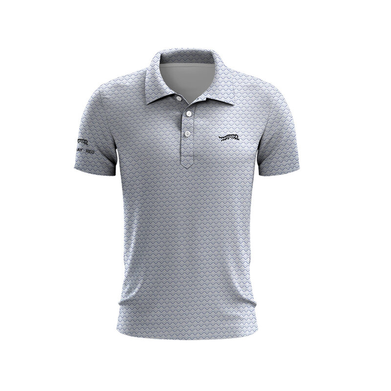 Tiger Woods Golf Sun Day Red Golf Polo Shirt Men's Summer Golf T-Shirt Top Quick Drying Golf Club Button Up T-Shirt Polo Shirt