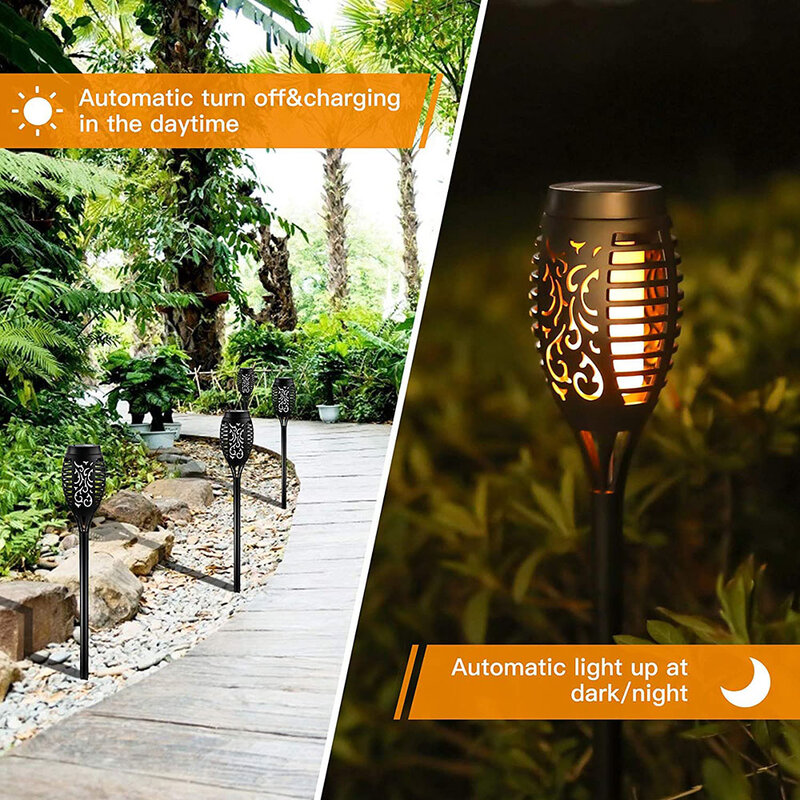 6 قطعة أضواء حديقة الحديقة مصباح التقليد مصابيح الأضواء الشمسية إضاءة خارجية مقاومة للمياه فانوس لحديقة ساحة التخييم