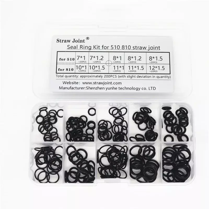 510 810 Silicone straw Joint sealing ring SET (Paper 200PCS/pack) O-Ring