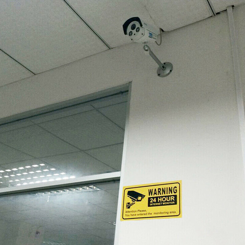Adesivos de vigilância para câmera, adesivos à prova d' água para segurança e vigilância, decalques de sinais de alarme de aviso com 10 peças