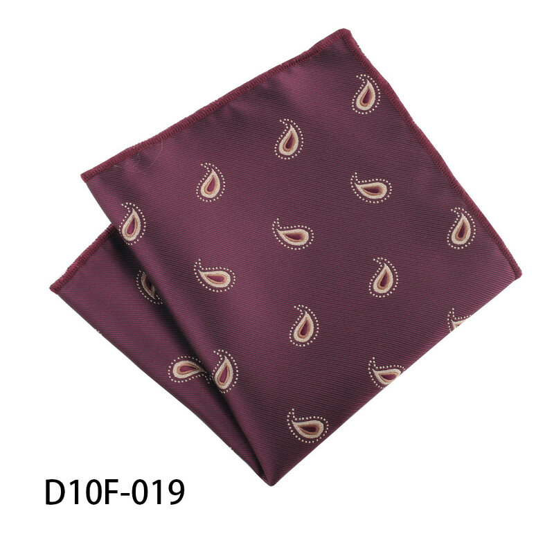 2024 Trendy Men's Polyester Striped Handkerchief Paisley Floral Brown Pocket Square Romantic Scarf Hanky Suit Shirt Accessories
