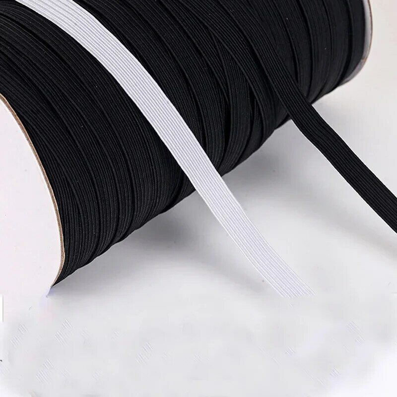 Cinta elástica de costura, banda de goma para la cintura, color blanco y negro, 5 yardas por lote, 3/6/8/10/12mm
