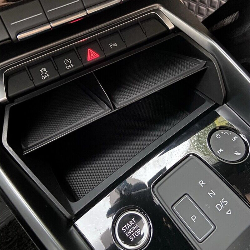 กล่องเก็บของคอนโซลกลางรถยนต์ ABS สีดำถาดจัดระเบียบสำหรับรถ Audi A3 8Y พวงมาลัยซ้าย2021