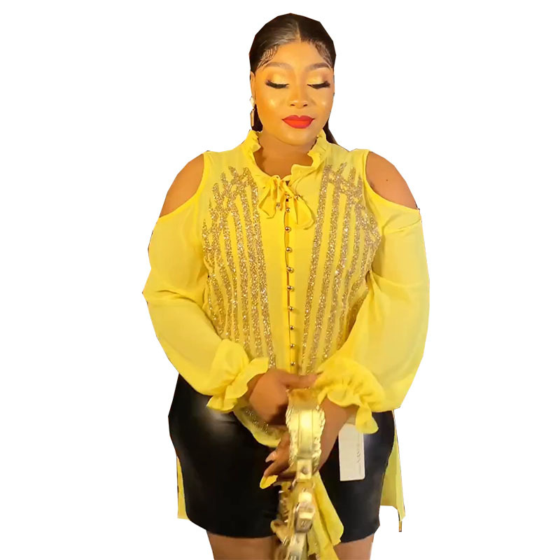 Ropa africana de talla grande para mujer, conjunto de piezas Dashiki Ankara 2, Tops de lentejuelas, pantalones, trajes de verano 2023