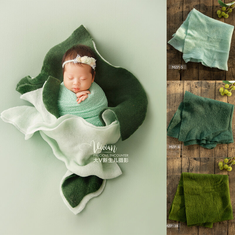신생아를 위한 사진 소품 50x50cm 양털 펠트 포장 아기 사진 꽃잎 싸인 장식은 유아 사진 촬영 소품을 도와줍니다