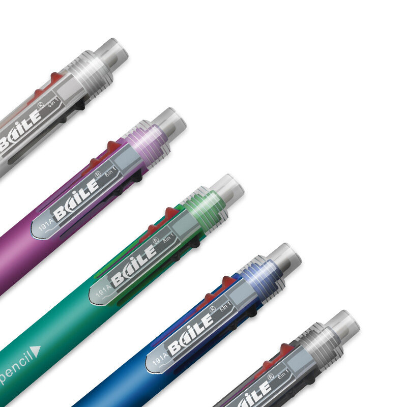 Mehrfarbiger Stift 6 in 1 Kugelschreiber 5 Farben Kugelschreiber nachfüllen und 0,5mm Druck bleistift Blei Büro Schule koreanisches Briefpapier