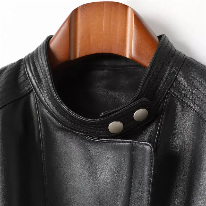 Женская кожаная куртка Tcyeek, осенняя Модная приталенная мотоциклетная куртка из натуральной овечьей кожи в Корейском стиле, 100%