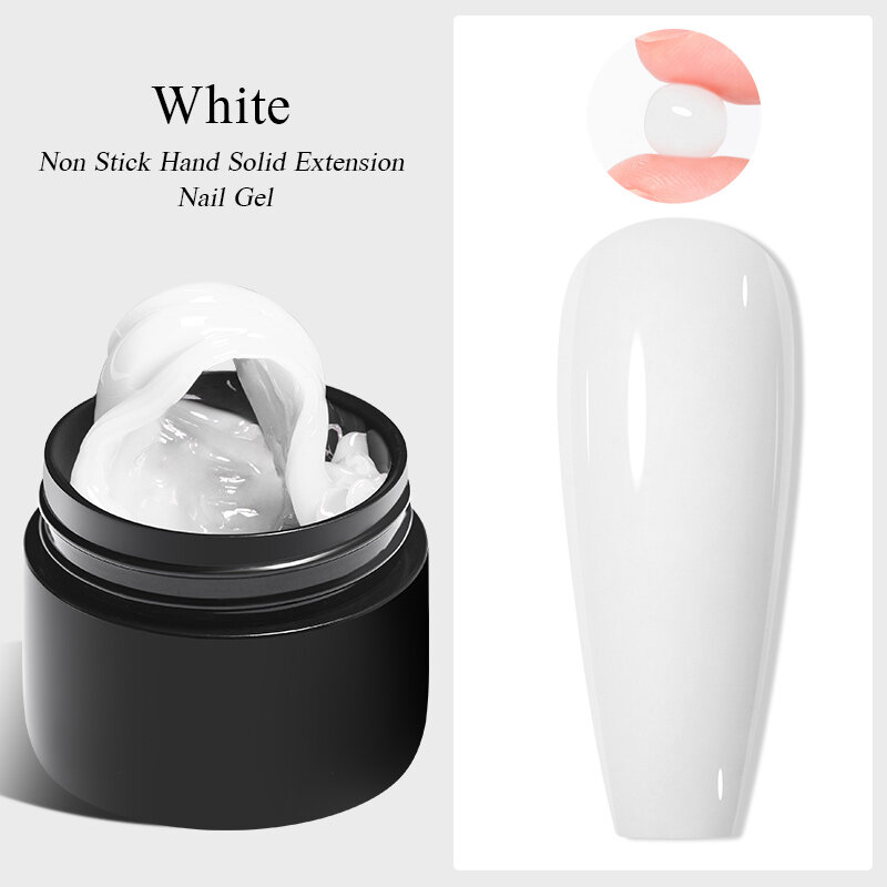 MEET ACROSS 7ml Non Stick Hand Solid Extension Nail Gel Nude Pink White Extension Gel Rhinestone Glue Gel Easy To Operate DIY