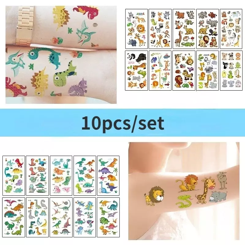 10 шт., временные татуировки-наклейки для детей