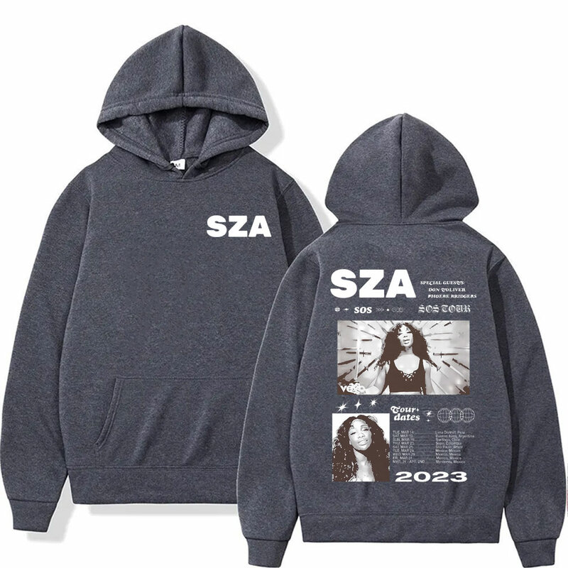 Best Famous Rapper SZA Sos Tour Graphic Hoodie Men Women Hip Hop Oversized Sweatshirt Male Casual Cozy Cotton Pullover Hoodies