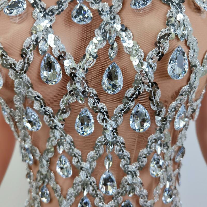 Gorgeous Silver Mermaid Dress Bodycon Halter Sleeveless Ballroom Evening Festival Clothing Prom Special Ocassion Show X2201017