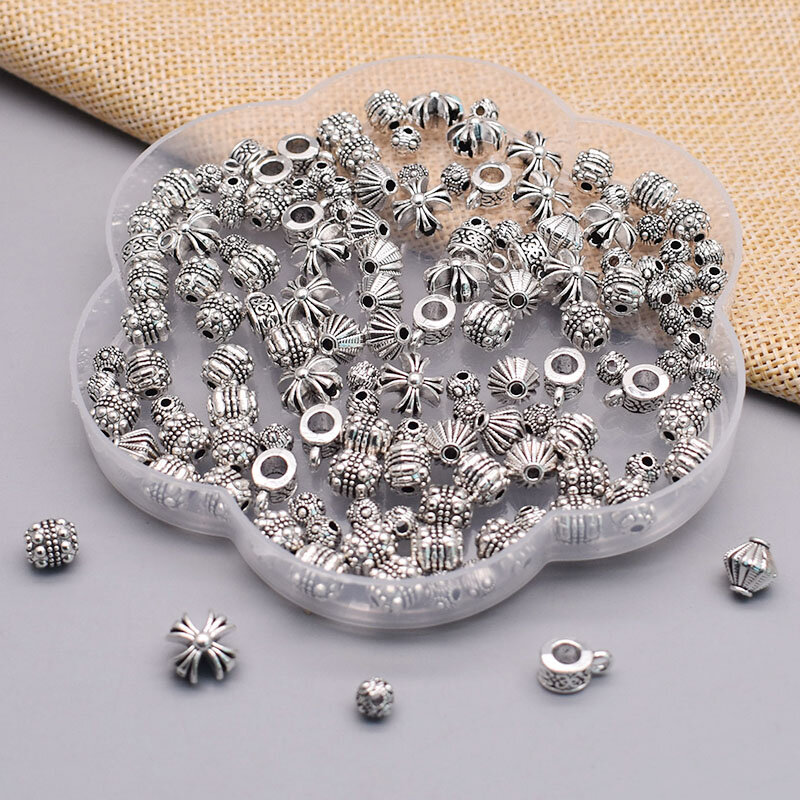 Nuovo colore 50 pezzi perline di metallo argento antico tibetano perline distanziatrici allentate per gioielli che fanno braccialetto con ciondoli fai da te
