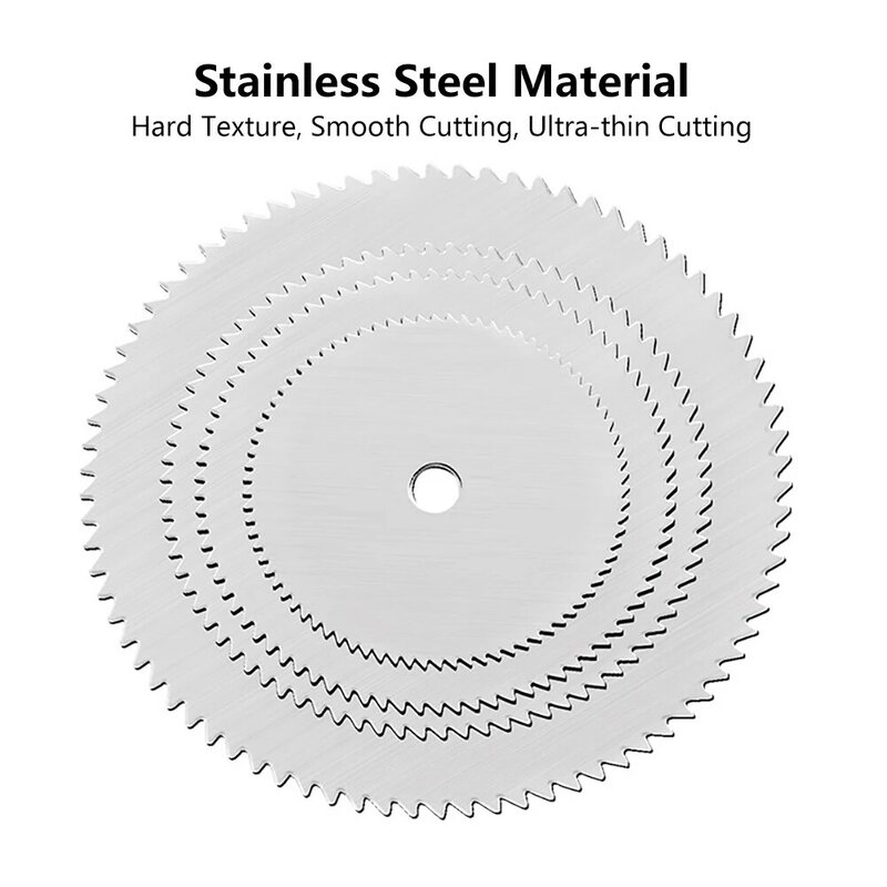 6 pçs/lote aço inoxidável fatia disco de corte metal com 2.35mm mandril para dremel ferramentas rotativas 16/18/22/25/32mm disco de corte