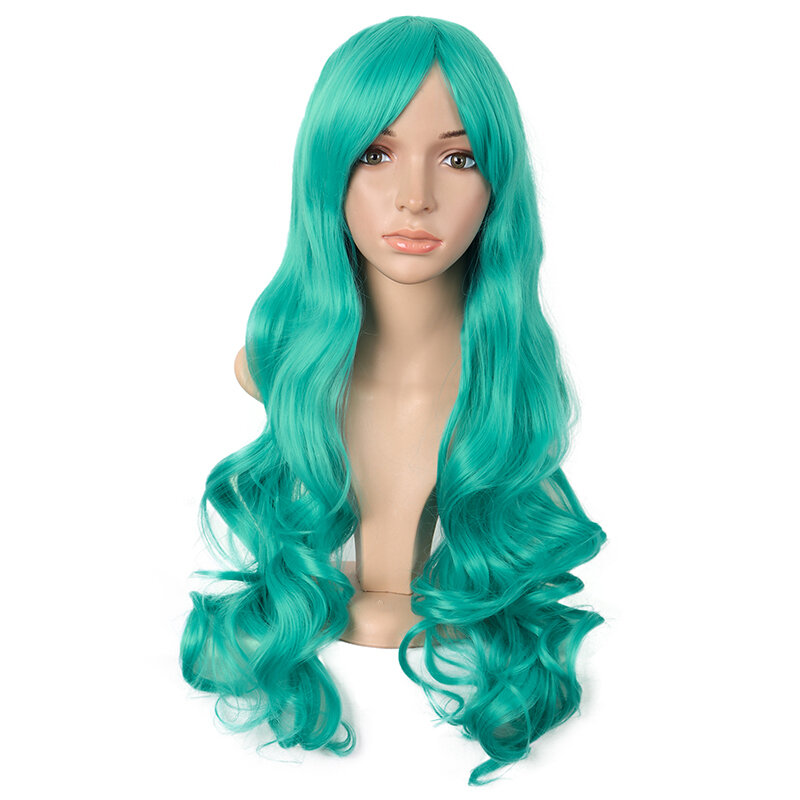 Парик женский длинный кудрявый, парик для конского хвоста в стиле «лолита», с объемной волнистой зеленой аниме