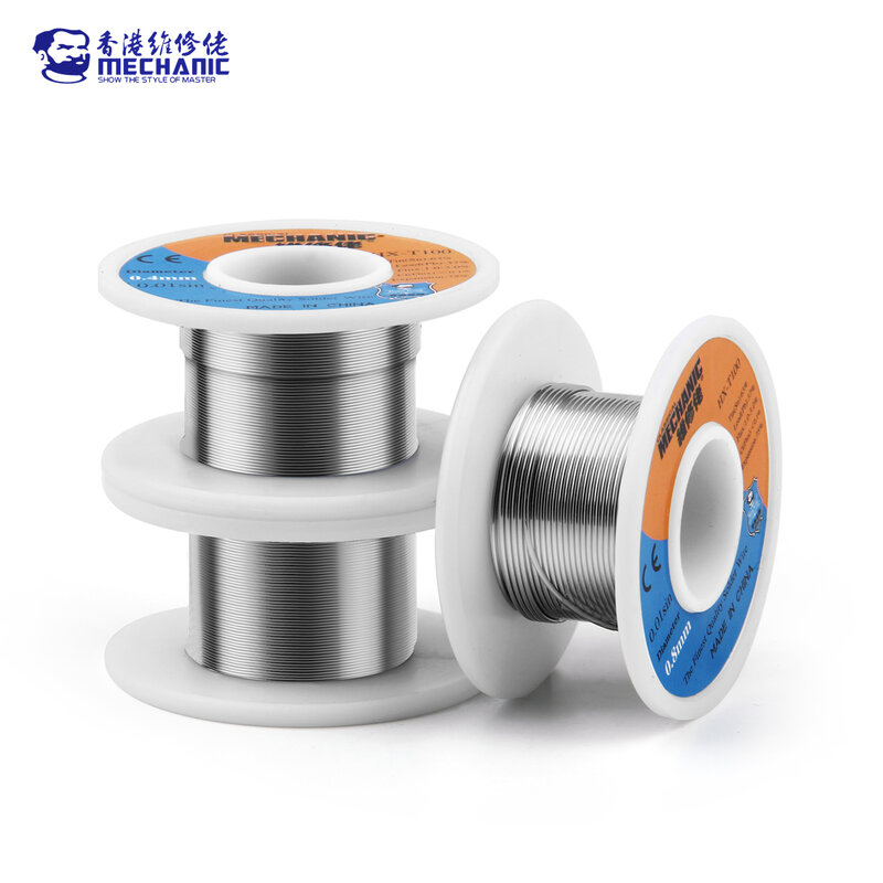 MECHANIC HX-T100 55g Mild Rosin Core 183℃ Melting Point 0.2mm-1.2mm High Purity Solder Wire Welding Flux 1-3% Iron Cable Reel