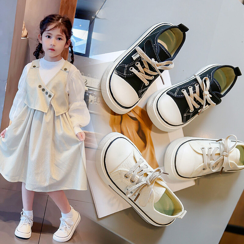 Children's Canvas Shoes 2024 New Spring Children's Soft Soled Board Shoes Students Canvas All Match Children's Shoes