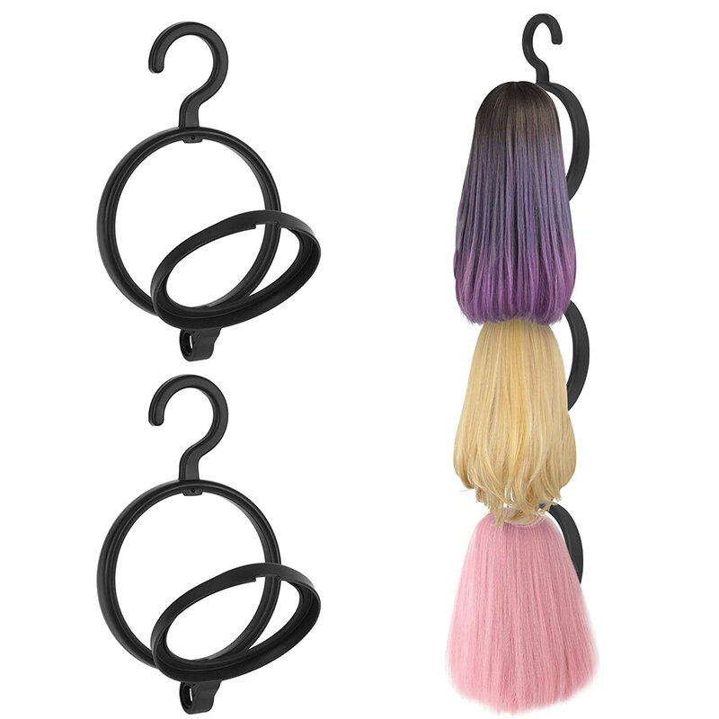 Portátil peruca cabeça pendurada stand, peruca cabide para várias perucas, secagem stand display, preto e branco