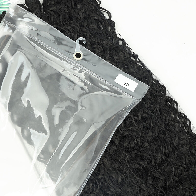Extensões sintéticas de cabelo encaracolado para mulheres Pacotes de cabelo resistentes ao calor Cabelo longo de tecelagem de fibras 9 peças por conjunto