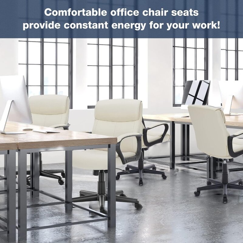 OLIXIS Executive Office Chair with Padded Armrests Adjustable Height, 360-Degree Swivel, Lumbar Support, PU Leather
