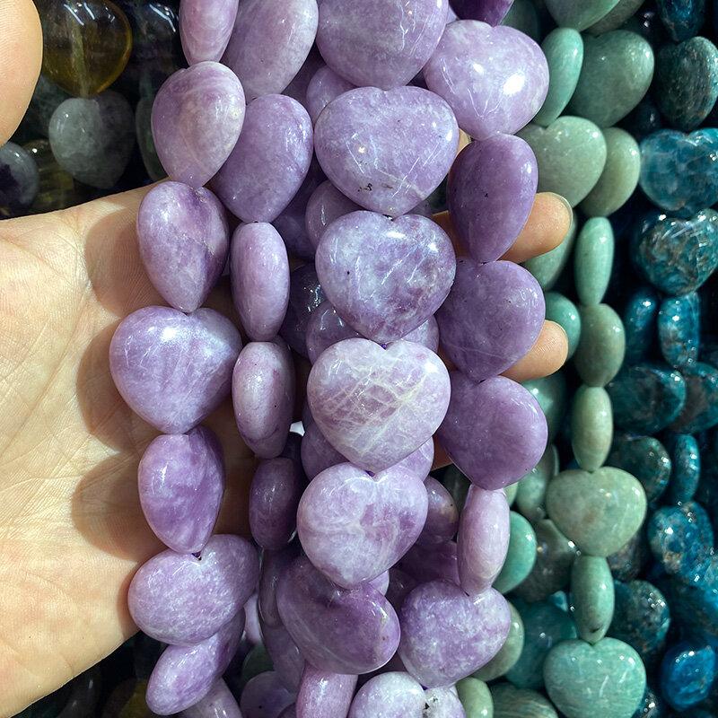 Natural Stone Heart shape Loose Beads Crystal Semifinished String Bead for Jewelry Making DIY Bracelet Necklace Accessories