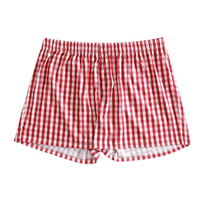 Unisex Shorts Plaid Print Pajamas Shorts for Women Men Lounge Bottoms for Sleepwear Loose Micro Shorts