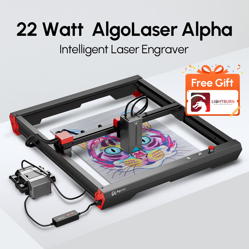 AlgoLaser-Alpha 22W Laser Cortador, Monstro com Air Assist Pump, 400 mm/s, Gravador De Metal, Carpintaria, Lase Gravura Máquina De Corte