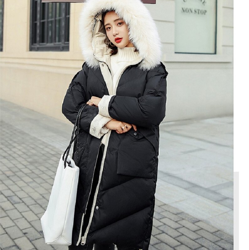 2023 Winter mode Kapuze langer einfarbiger Pelz kragen abnehmbarer Baumwoll mantel