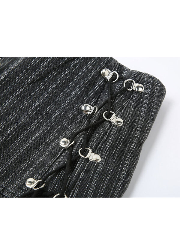 Falda plisada Y2k para mujer, minifalda Sexy de cintura alta, A rayas grises, Estilo Vintage Harajuku, 2022
