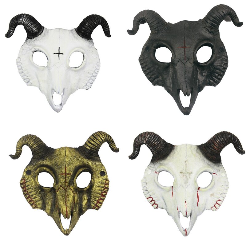 Goat Mask Halloween Goat Mask Carnival Party Full Face Animal Goat Horn Mask Personalized Cosplay Dress Up Props Goat Skull Mask