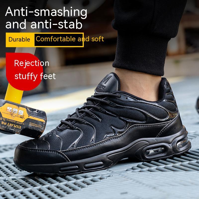 Zapatos de seguridad con punta de acero para hombre, zapatillas de trabajo transpirables, botas de seguridad antigolpes