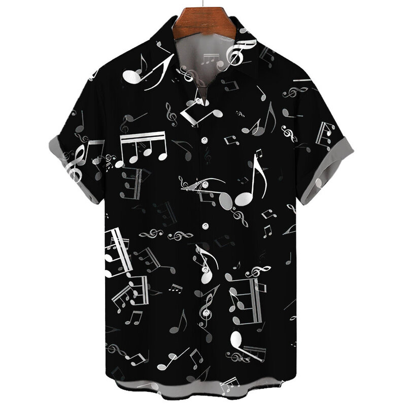남성용 재미있는 피아노 키 3D 프린트 상의, 캐주얼 남성 의류, 여름 반팔 상의, 느슨한 오버사이즈 셔츠
