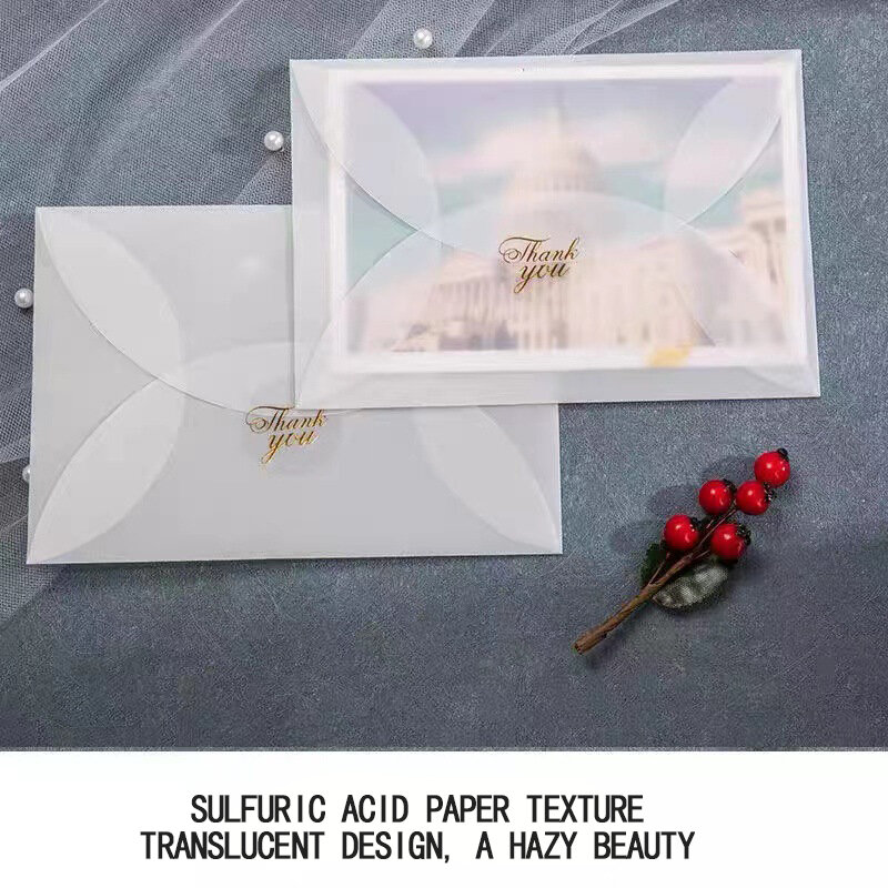80個の花びら空白の半透明の封筒硫酸紙diyポストカードカードストレージ創造的な結婚式のお祭りの招待状のパッキング