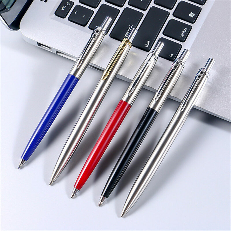Metal Ballpoint Pen Press Style Commercial Gift Elegant Pens For School Office Stationery Supplies Core Automatic Ball Pen