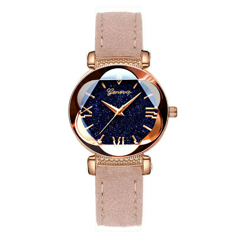 Relógios elegantes para mulher estrela dial seis elegante minimalista relógios de luxo moda pulseira de couro digital relógio montres femmes reloj