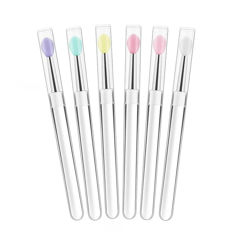 1/5Pcs Nail Arts Silicone Applicator Sticks Reusable Chrome Glitter Applying Manicure Tool Easy-Daub Pigment Silicone Nail Brush