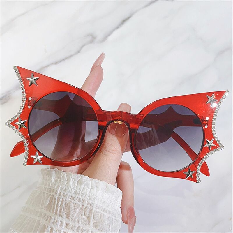 Diamentowe gwiazdy dekoracja motyl okulary przeciwsłoneczne modne kształt nietoperza okulary przeciwsłoneczne śmieszne Halloween Cosplay okulary okulary okulary okulary okulary UV400