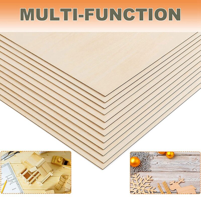 50 pak 4X4 inci lembaran lapisan kayu 1/16 inci lembaran kayu tipis kerajinan papan kayu lapis untuk kerajinan