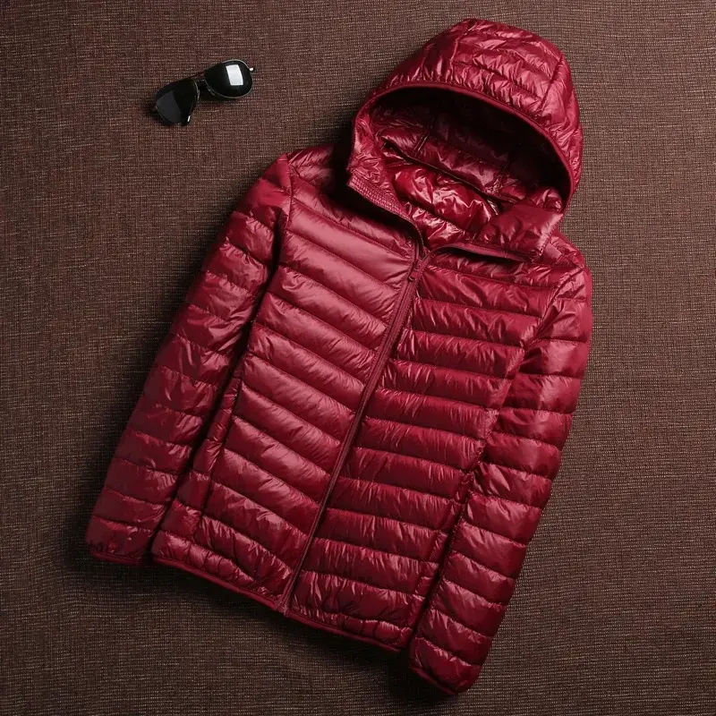 AE899-chaquetas de plumas para hombre, abrigo informal ultraligero con capucha, resistente al agua y al viento, transpirable, 6 colores