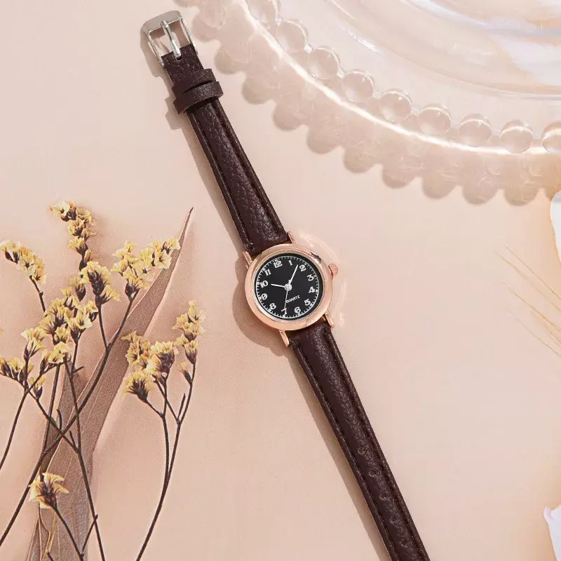 مجموعة حزام ساعة اليد الجلدية النسائية ، ساعات الكوارتز ، سوار ، مجموعة 2 قطعة ، سوار الحرة