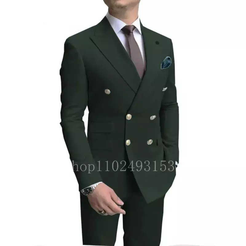 M6101 dress wedding banquet dress green double breasted suit