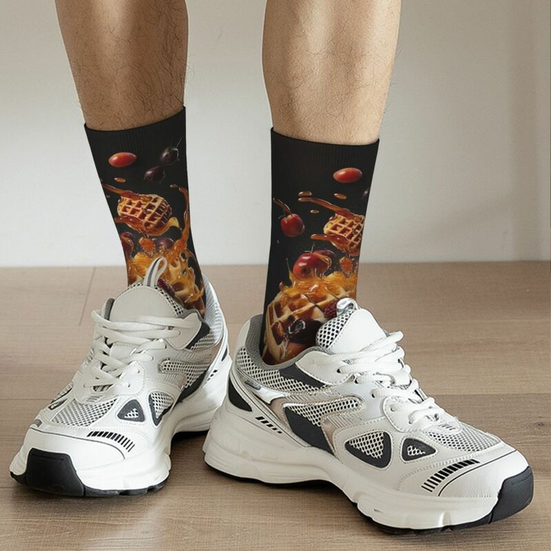 Nutty Chocolate Ice Cream Waffle 3 Men and Women printing Socks,lovely Applicable throughout the year Dressing Gift