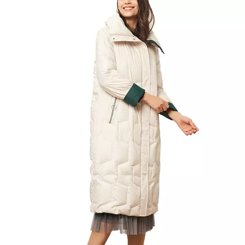 2022 Baru Musim Dingin Wanita Putih Bebek Bawah Puffer Jaket Mode Kasual Hangat Tahan Angin Mantel Panjang