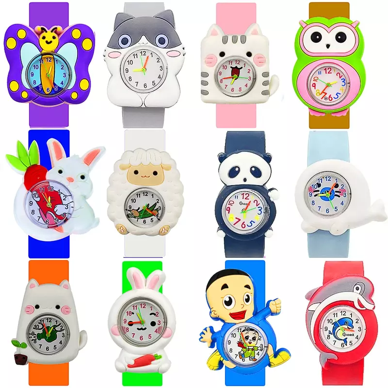 Jam Tangan Anak-anak Baru 2022 Jam Tangan Kuarsa Anak-anak Mainan Kartun Kucing/Monyet/Lumba-lumba/Panda Jam Tangan Kuda Unicorn Bayi Hadiah Ulang Tahun Anak Laki-laki Perempuan
