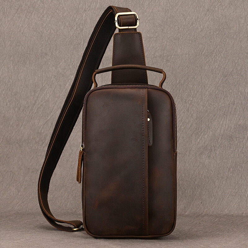Luxury Male Chest Bags Genuine Leather Crossbody Bag Men Sling Chest Pack for Men Chest Bag Leather casual men one shoulder bag