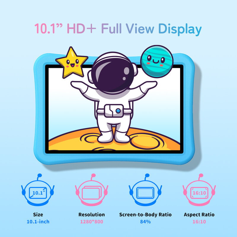 UMIDIGI G5 탭 어린이 태블릿, 안드로이드 13, 10.1 인치 쿼드 코어, 어린이 태블릿, 4GB, 128GB, 6000mAh, 월드 프리미어