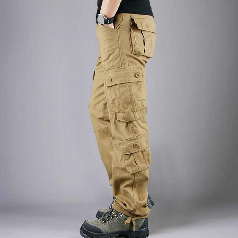 Брюки-карго мужские с несколькими карманами, однотонные Свободные Штаны для тренировок на открытом воздухе, стиль ретро