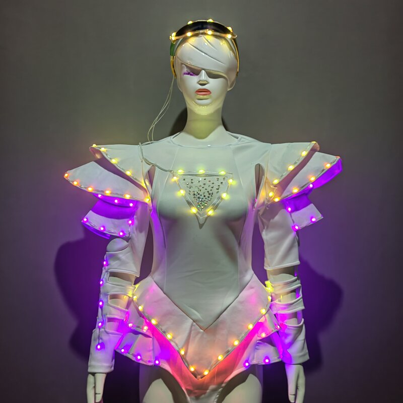 Conjunto de vestido luminoso LED para mujer, vestido de salón, espectáculo de Ballet, boda, fiesta de año nuevo, Navidad, Sexy