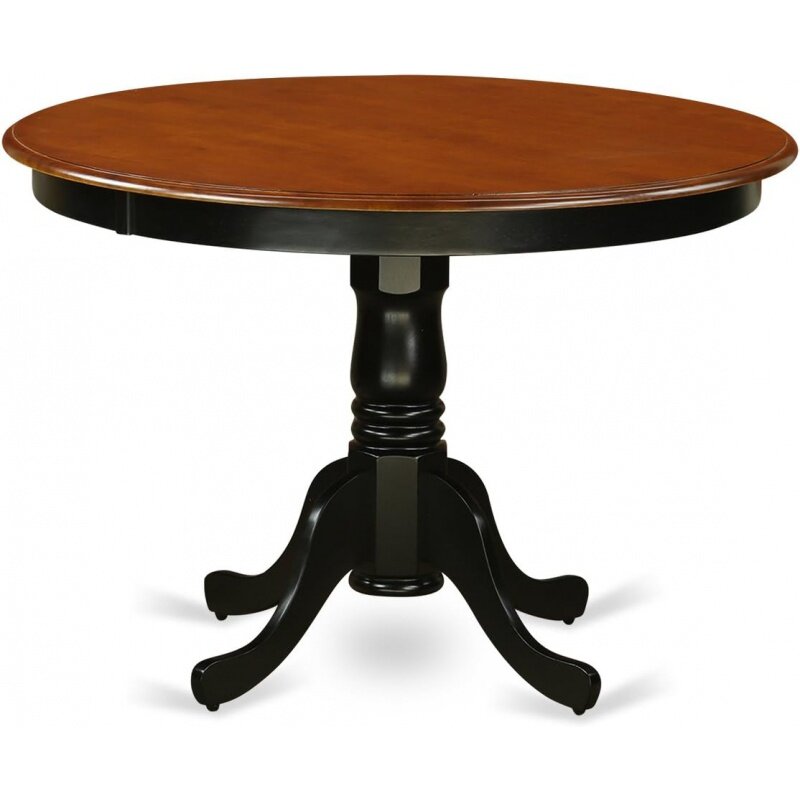 East West Meubles HLKE5-BCH-LC 5 pièces Table de cuisine et chaises Ensemble comprend une table de salle à manger ronde avec piédestal et 4 F